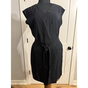 Everlane Dress 6 Black Lyocell Wrap V Neck Sleeveless Tie Waist CBK Office